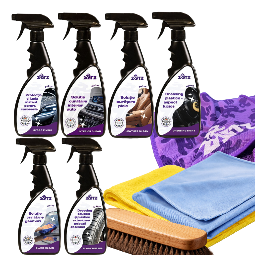 Kit ZAITZ cu soluții pentru interior și exterior, prosoape, lavete și perie
